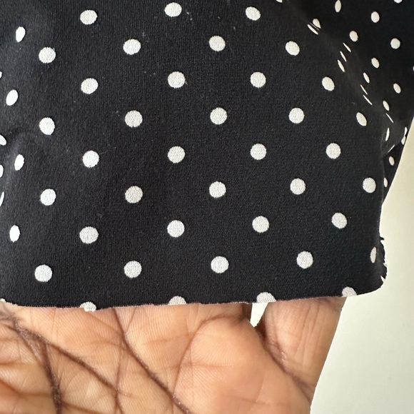 Vince Camuto Black And White Polka Dot Elastic Waist Pencil Skirt Raw Hem Sz S - Picture 6 of 8